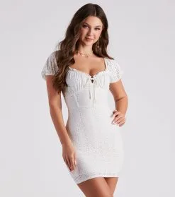 Windsor. Friendly Flirt Eyelet Mini Dress