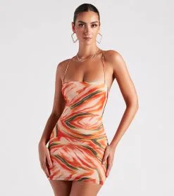 Windsor. Sunset Marvel Lace-Up Mini Dress
