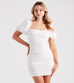 Windsor. Flirty Allure Polka Dot Mesh Mini Dress