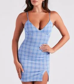 Windsor. Preppy Girl Plaid V-Neck Mini Dress -Formal Dresses Online Shop 05102 5161 4