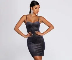 Windsor. One Wish Glitter Knit Mini Dress