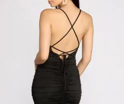 Windsor. Ruching Back Strappy Back Mini Dress -Formal Dresses Online Shop 05103 0585 4