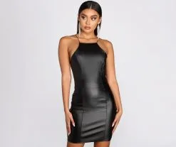 Windsor. Keep It Edgy Faux Leather Mini Dress