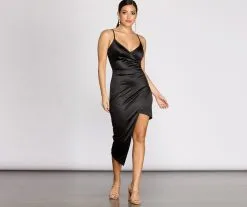 Windsor. Feelin' Fire Satin Asymmetrical Mini Dress -Formal Dresses Online Shop 05103 0610 4