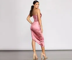 Windsor. Feelin' Fire Satin Asymmetrical Mini Dress -Formal Dresses Online Shop 05103 0611 2