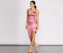 Windsor. Feelin' Fire Satin Asymmetrical Mini Dress -Formal Dresses Online Shop 05103 0611 4
