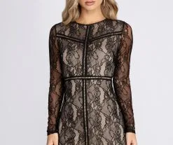 Windsor. Lace Crew Neck Mini Dress -Formal Dresses Online Shop 05103 0649 3
