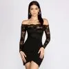 Windsor. Lovely Look Lace Off Shoulder Mini Dress 2 Windsor. Lovely Look Lace Off Shoulder Mini Dress -Formal Dresses Online Shop 05103 0738 1