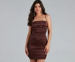 Windsor. Major Lace Appeal Ruched Satin Mini Dress -Formal Dresses Online Shop 05103 0783 3 84f614ba c58f 4da6 b120 601369fde431