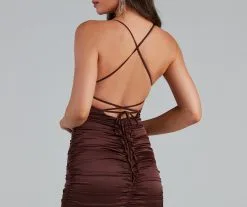 Windsor. Major Lace Appeal Ruched Satin Mini Dress -Formal Dresses Online Shop 05103 0783 4 431db40d 792f 41df b083 03c656a91e5c