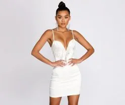 Windsor. Absolutely Speechless Rhinestone Fringe Satin Mini Dress