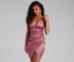 Windsor. Wrapped In Sleek Satin Mini Dress -Formal Dresses Online Shop 05103 1676 1