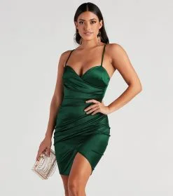 Windsor. Wrapped In Sleek Satin Mini Dress