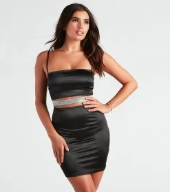 Windsor. Keep It Bold Satin Mini Dress