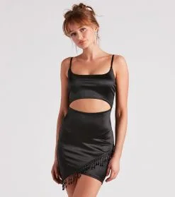 Windsor. Shake It Up Satin Fringe Dress