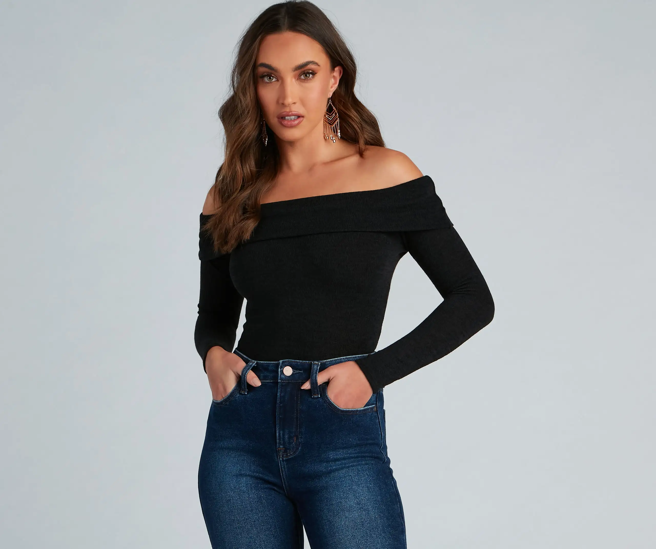 Windsor. Cozy Knit Off-The-Shoulder Top 3 Windsor. Cozy Knit Off-The-Shoulder Top