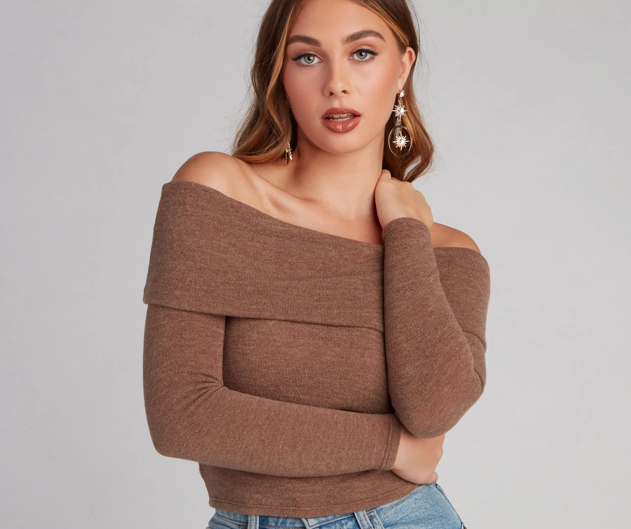 Windsor. Cozy Knit Off-The-Shoulder Top 14 Windsor. Cozy Knit Off-The-Shoulder Top - Image 12