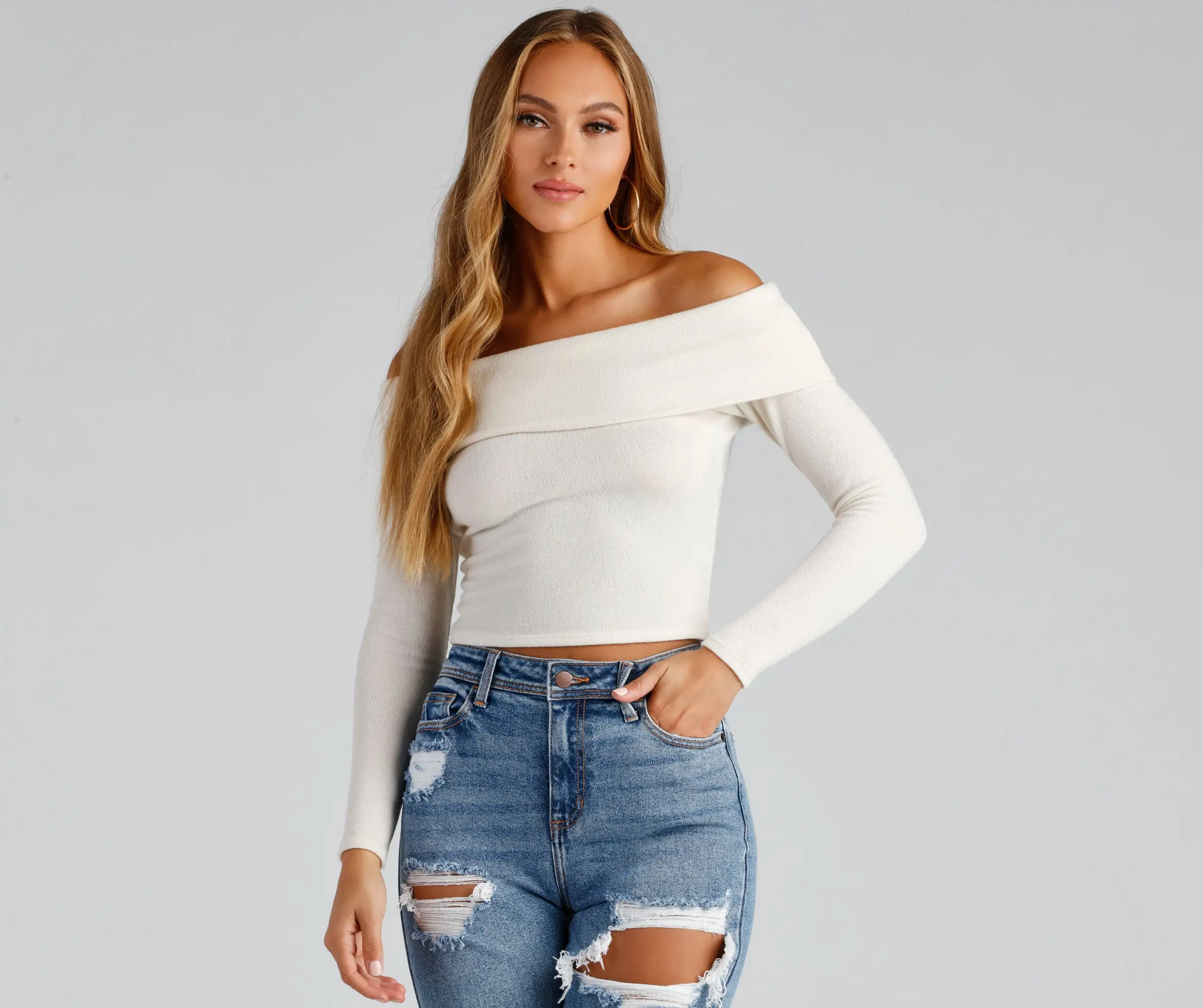Windsor. Cozy Knit Off-The-Shoulder Top 7 Windsor. Cozy Knit Off-The-Shoulder Top - Image 5
