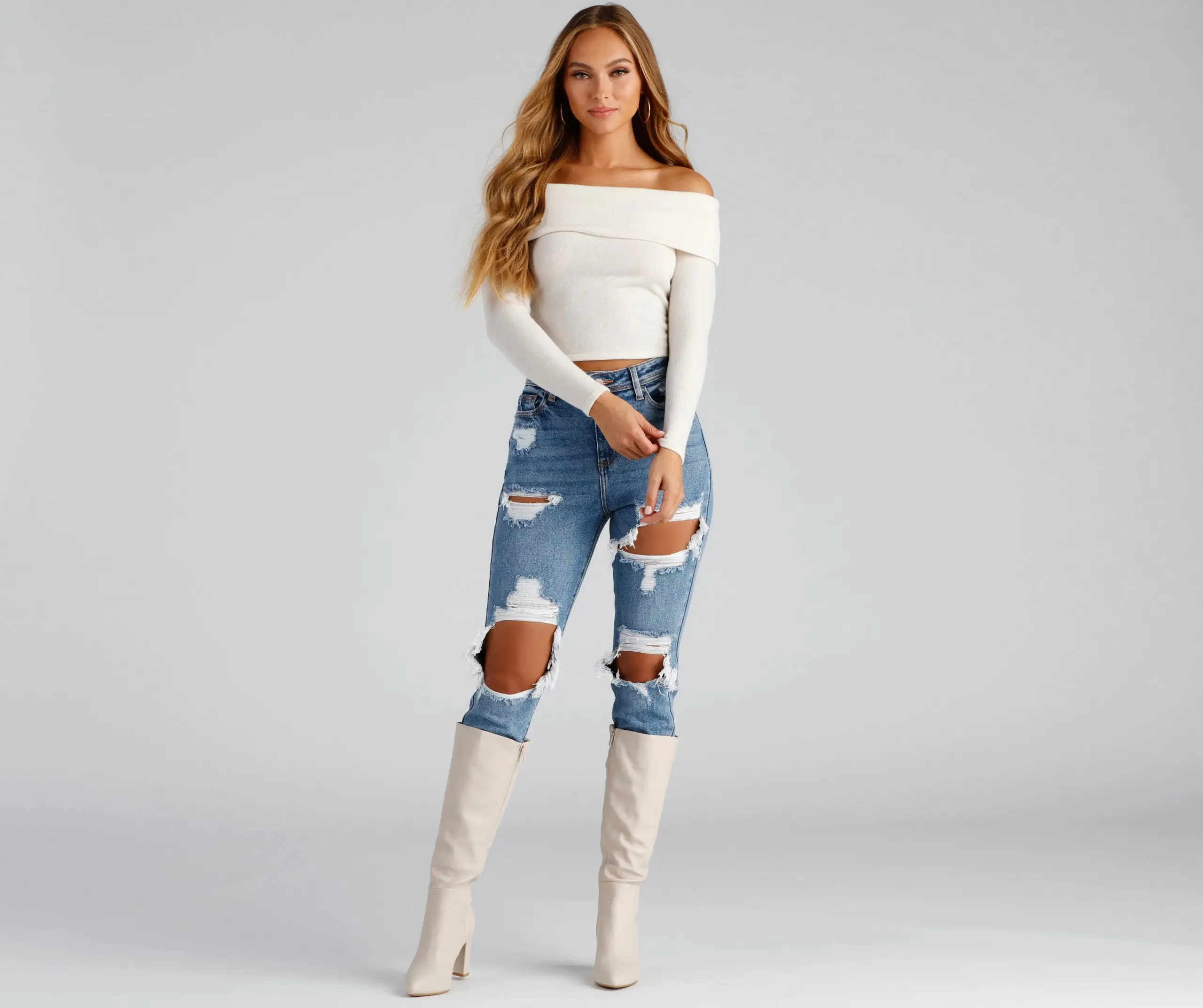 Windsor. Cozy Knit Off-The-Shoulder Top 9 Windsor. Cozy Knit Off-The-Shoulder Top - Image 7