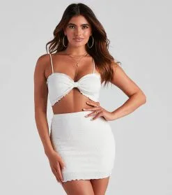 Windsor. Holiday In The Sun Smocked Crop Top