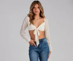 Windsor. Totally Sweet Mesh Tie-Front Top