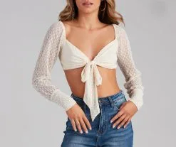 Windsor. Totally Sweet Mesh Tie-Front Top -Formal Dresses Online Shop 06001 3866 3