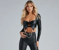 Windsor. Pretty As A Pearl PU Crop Top