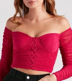 Windsor. Level It Up Ruched Mesh Corset Top -Formal Dresses Online Shop 06001 4622 4