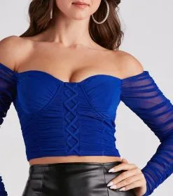 Windsor. Level It Up Ruched Mesh Corset Top -Formal Dresses Online Shop 06001 4623 4