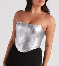 Windsor. Girl On The Town Faux Leather Corset Top -Formal Dresses Online Shop 06001 4712 4 f221a542 76ea 48b9 aa21 5f33b33bc11a