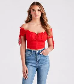 Windsor. Hooked In Ruched Crop Top -Formal Dresses Online Shop 06001 4795 1