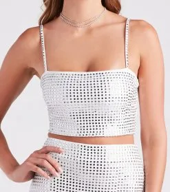 Windsor. Hot Summer Nights Rhinestone Crop Top -Formal Dresses Online Shop 06001 4824 4