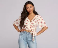 Windsor. Wrapped In Florals Crop Top