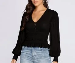 Windsor. Vacay Now Smocked Waist Blouse -Formal Dresses Online Shop 06003 0311 2 f46a753d eebf 428f bab5 8cd551b4353d