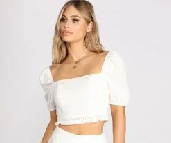 Windsor. Come Away With Me Puff Sleeve Linen Top 8 Windsor. Come Away With Me Puff Sleeve Linen Top -Formal Dresses Online Shop 06003 0703 3