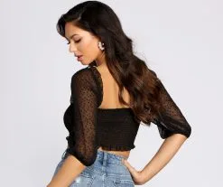 Windsor. Sheer And Stylish Smocked Crop Top -Formal Dresses Online Shop 06003 0757 2 73037eb4 92e0 4a8d 9b8f deafd056c641