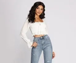Windsor. Sweet Thing Ruffle Smocked Crop Top