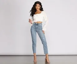 Windsor. Sweet Thing Ruffle Smocked Crop Top -Formal Dresses Online Shop 06003 0767 4