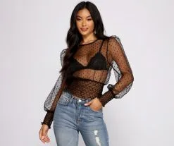 Windsor. Chic And Sheer Puff Sleeve Top