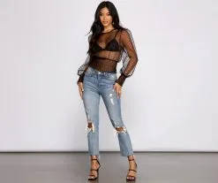 Windsor. Chic And Sheer Puff Sleeve Top 13 Windsor. Chic And Sheer Puff Sleeve Top -Formal Dresses Online Shop 06003 0907 4 1