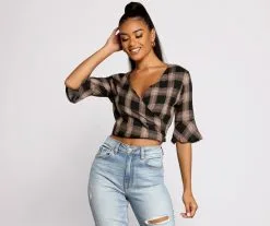 Windsor. Pretty In Plaid Crop Top