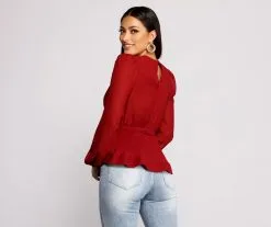 Windsor. Tie Front Chiffon Peplum Top -Formal Dresses Online Shop 06003 1067 2