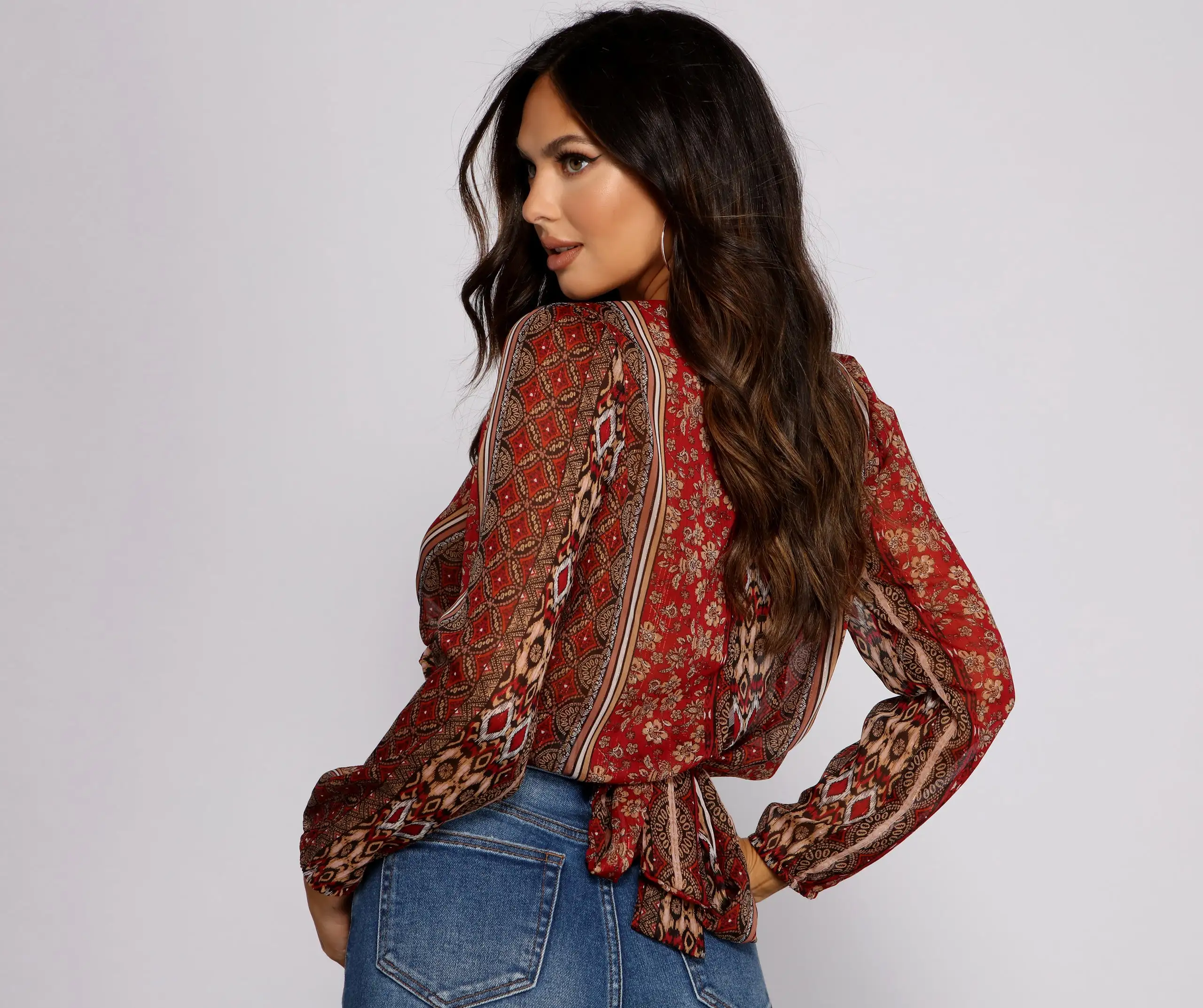 Windsor. Bohemian Beauty Surplice Tie Back Top 3 Windsor. Bohemian Beauty Surplice Tie Back Top
