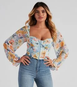 Windsor. Tropic Ready Floral Chiffon Corset
