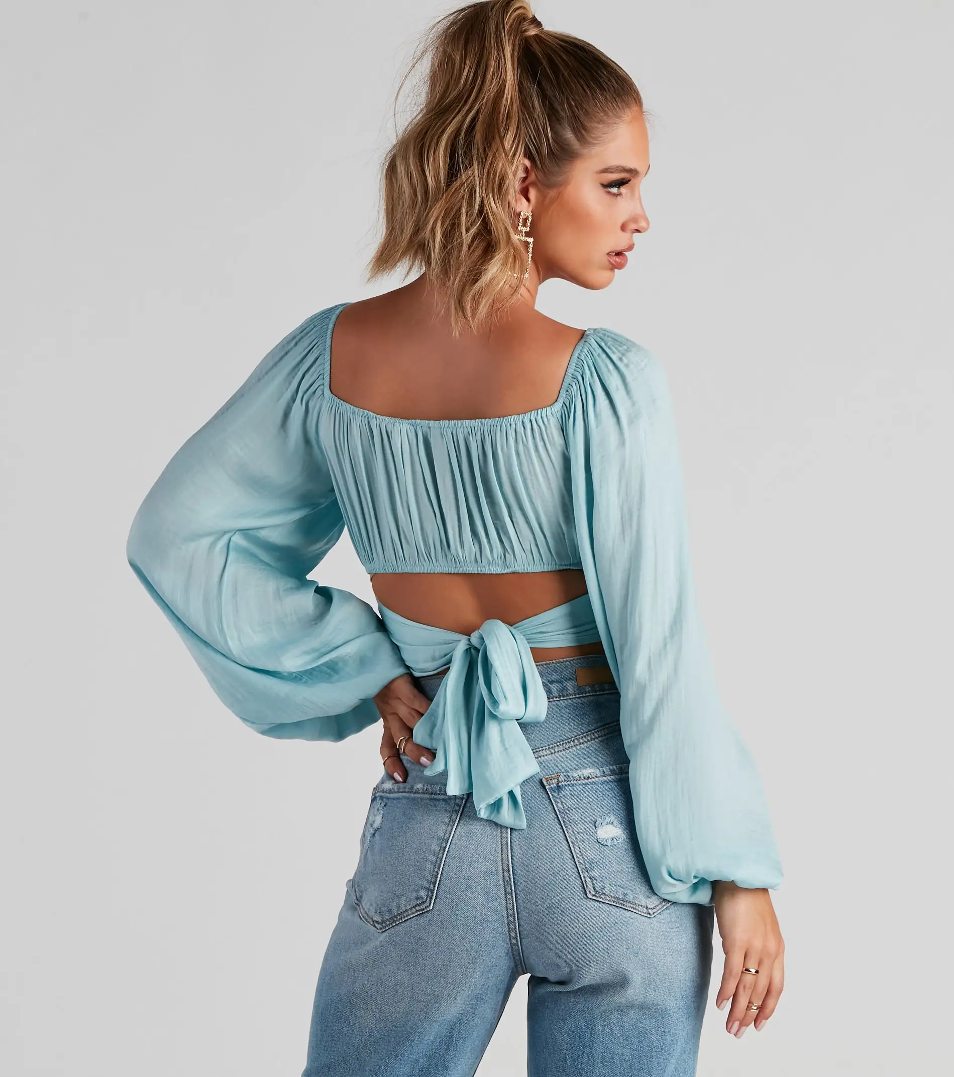 Windsor. Sweet And Flirty Satin Crop Top 18 Windsor. Sweet And Flirty Satin Crop Top - Image 16