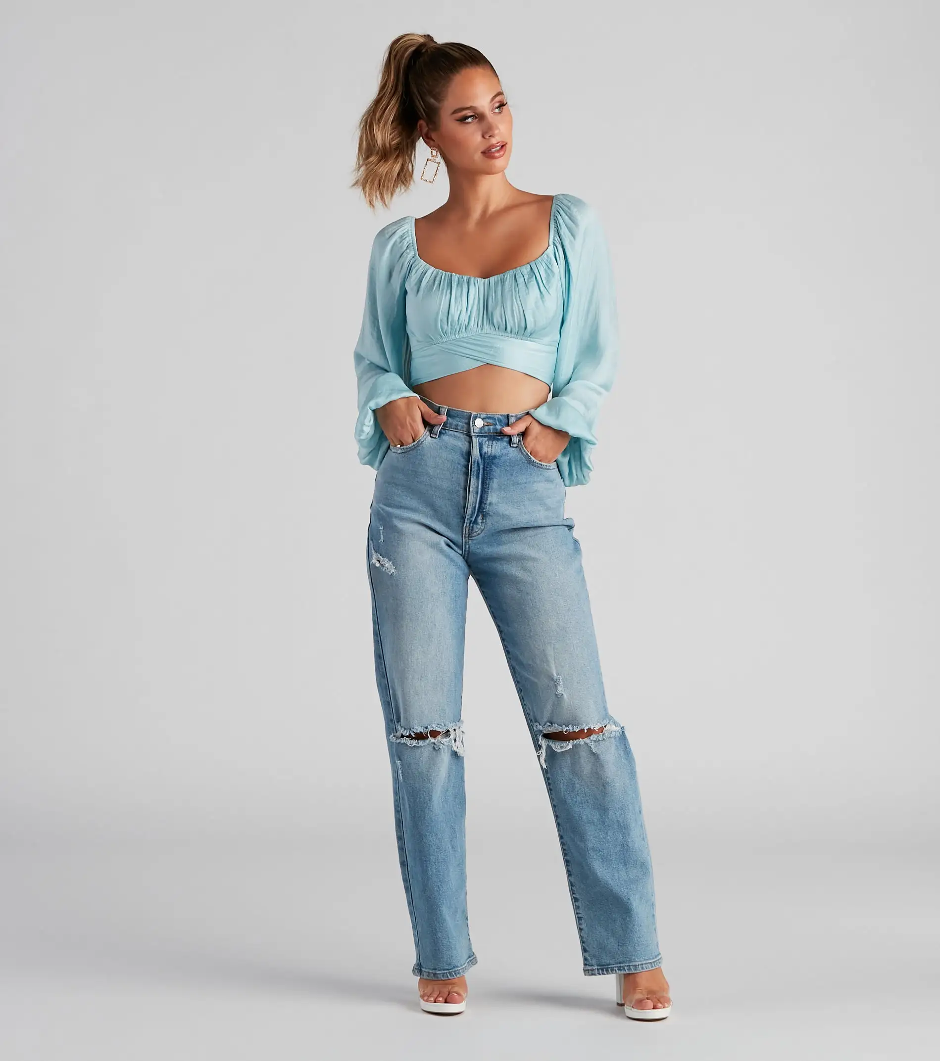 Windsor. Sweet And Flirty Satin Crop Top 19 Windsor. Sweet And Flirty Satin Crop Top - Image 17