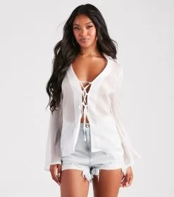 Windsor. Fashionably Late Chiffon Lattice Top