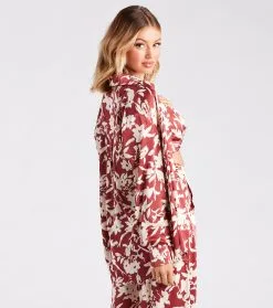 Windsor. Major Muse Floral Satin Button-Down Top -Formal Dresses Online Shop 06003 2199 2
