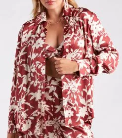 Windsor. Major Muse Floral Satin Button-Down Top -Formal Dresses Online Shop 06003 2199 4
