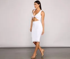Windsor. Twist Of Style Cutout Midi Dress